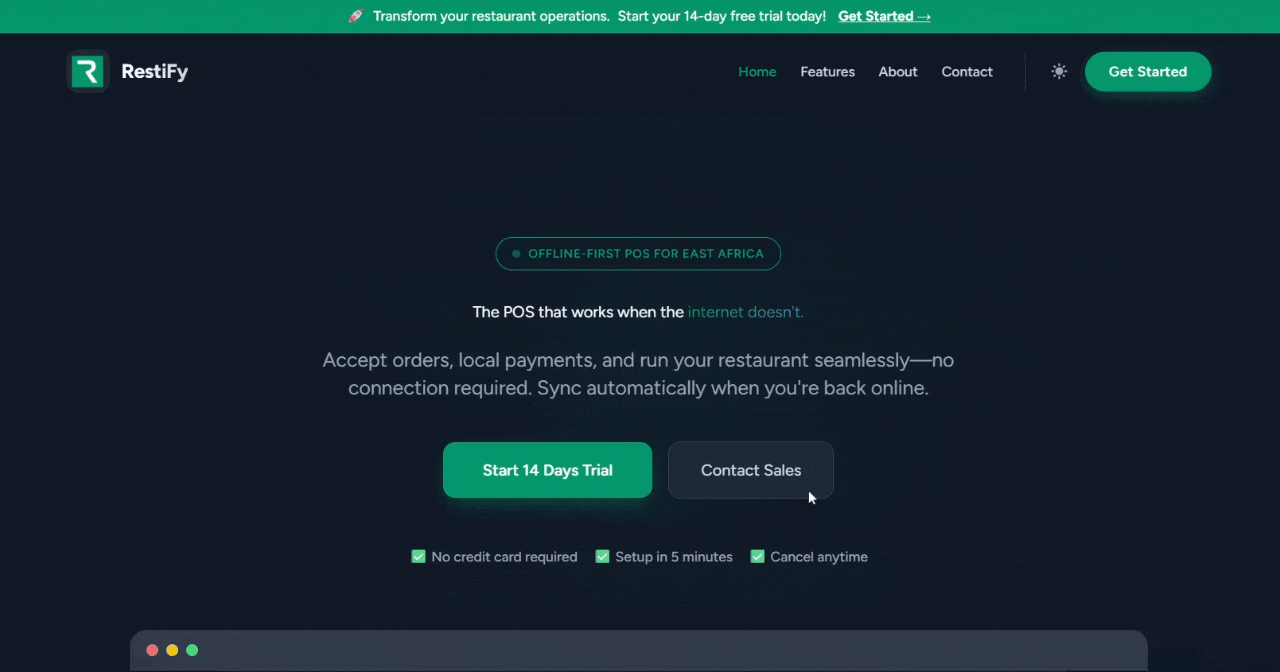 RestiFy POS Dashboard